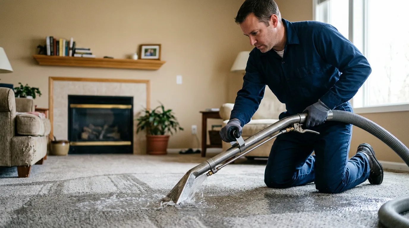 Water damage restoration technician working near Hartford, NY